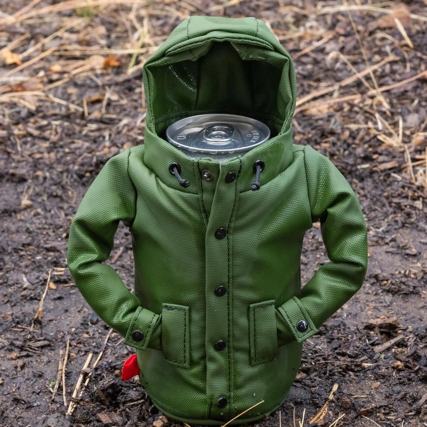 Puffin - The Raincoat Jacket - Insulated Tall Can & Bottle Cooler I Beer Bottle & Soda Can Insulator, Keep Drinks and Beverages Cold - Olive Green