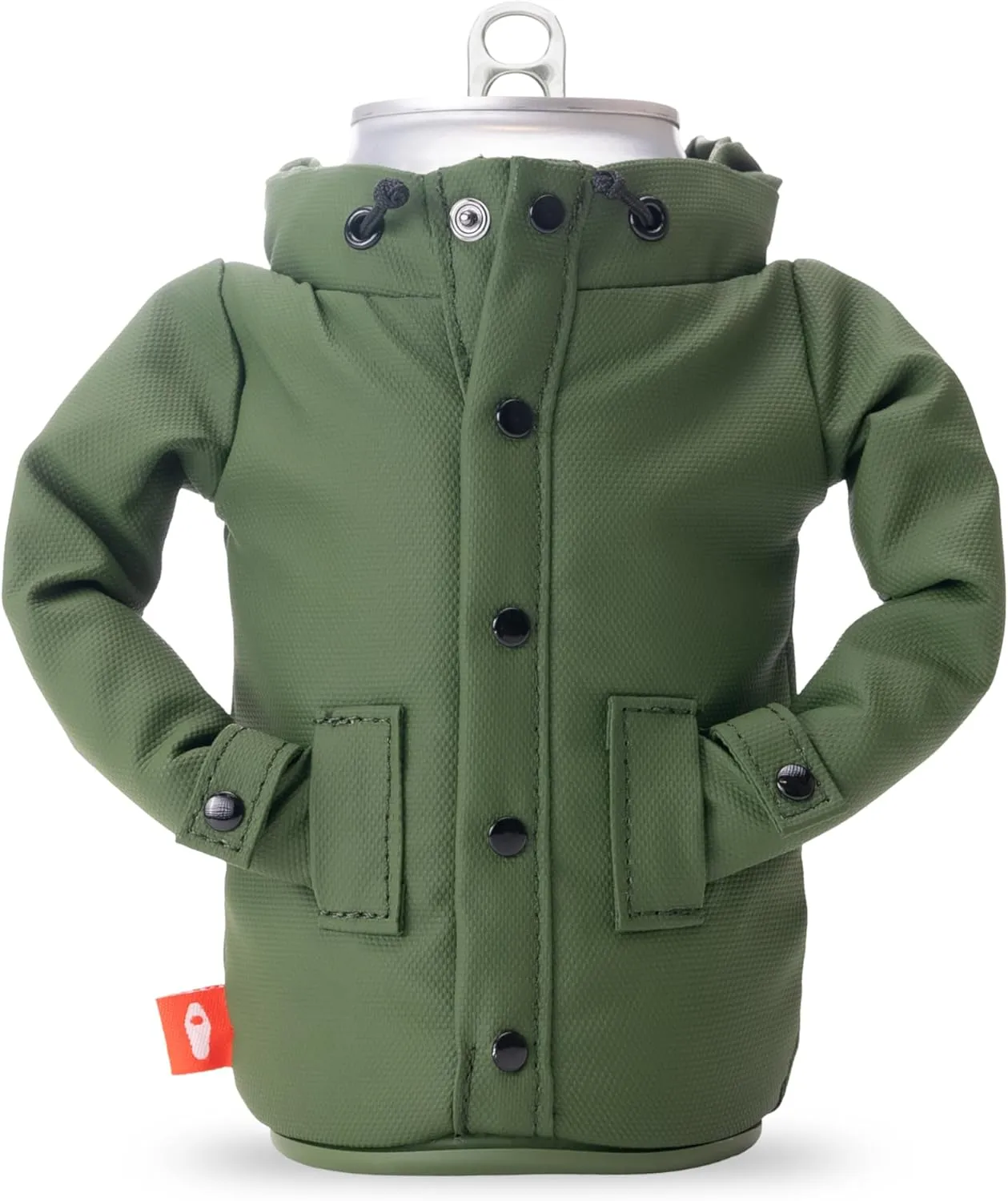 Puffin - The Raincoat Jacket - Insulated Tall Can & Bottle Cooler I Beer Bottle & Soda Can Insulator, Keep Drinks and Beverages Cold - Olive Green