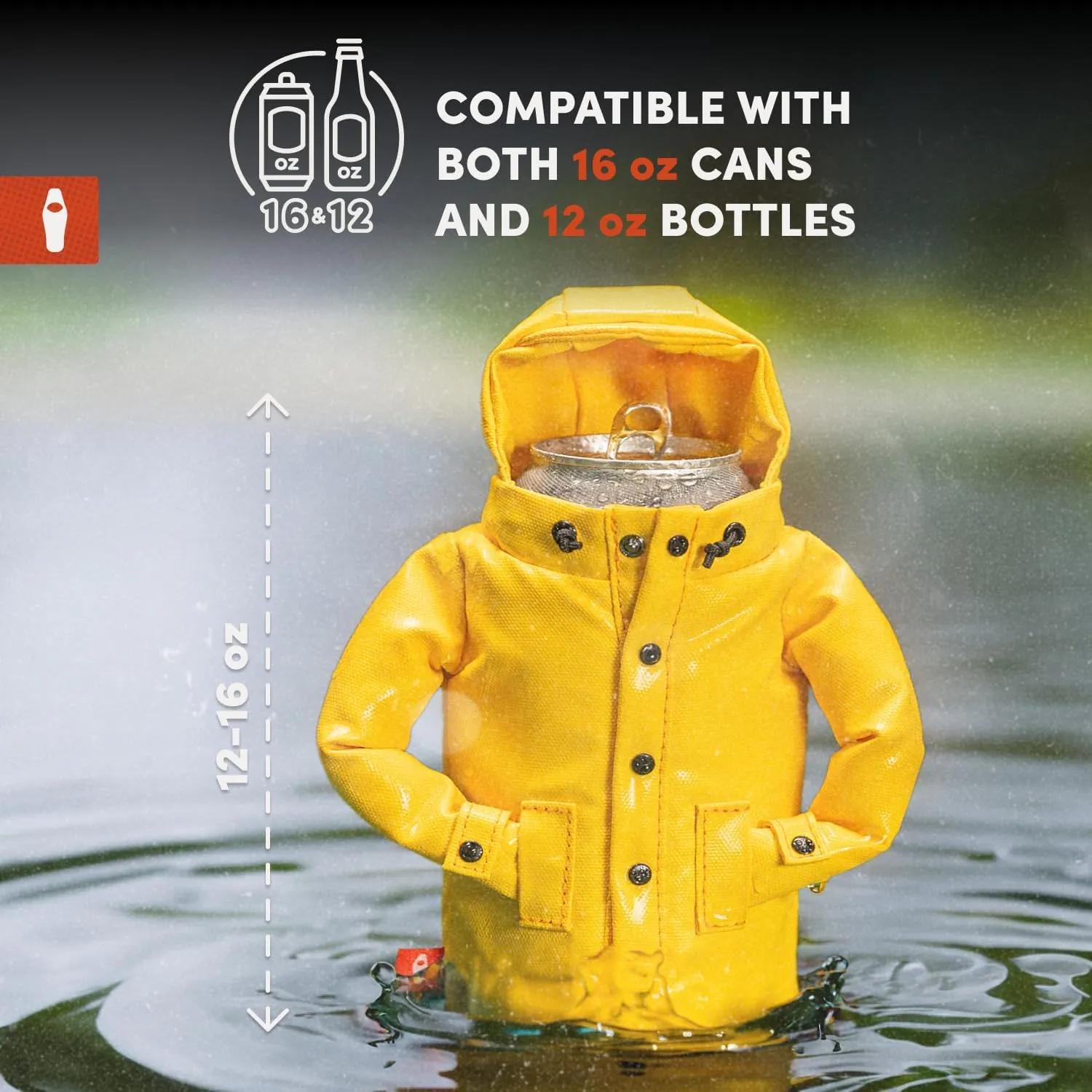 Puffin - The Raincoat Jacket - Insulated Tall Can & Bottle Cooler I Beer Bottle & Soda Can Insulator, Keep Drinks and Beverages Cold - Olive Green