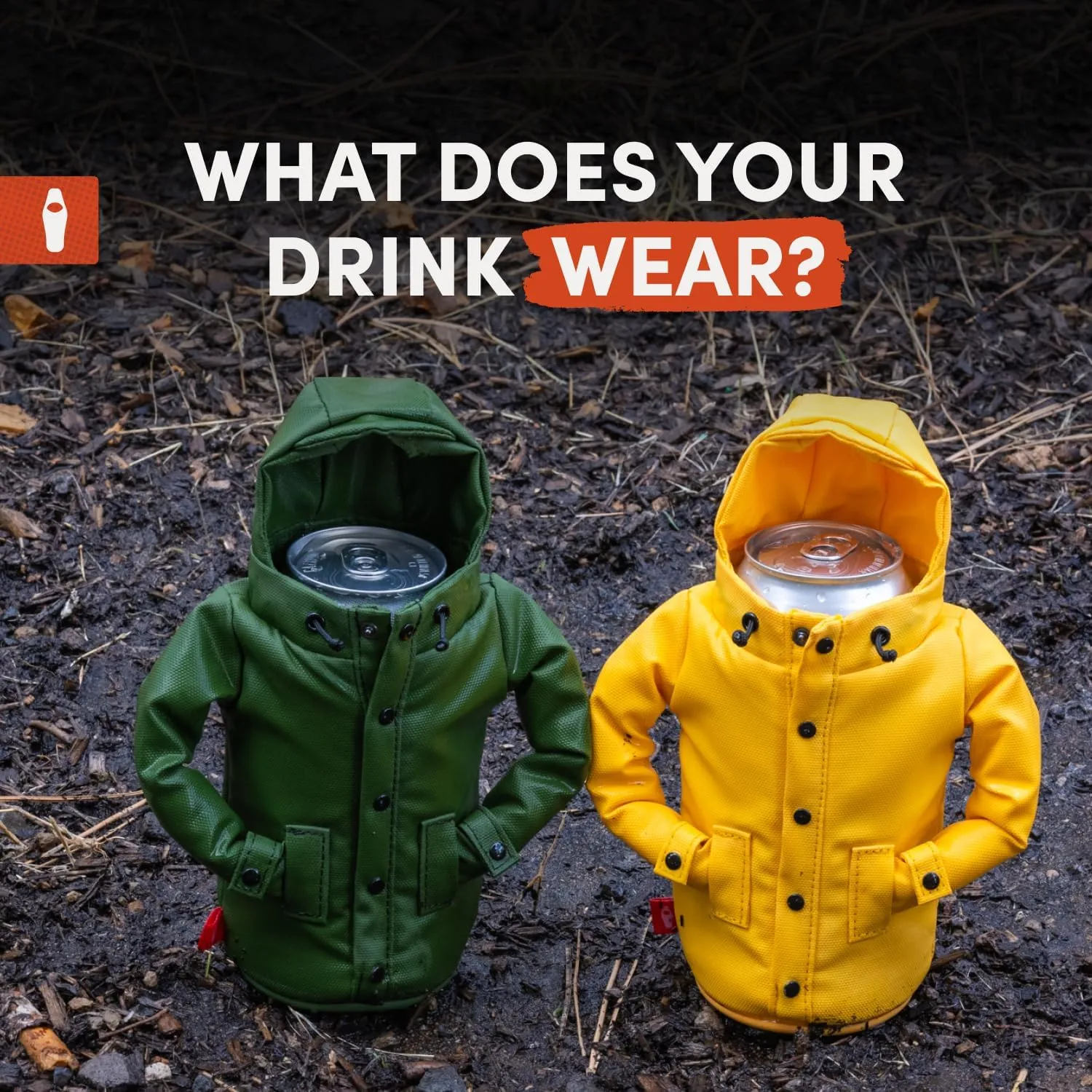 Puffin - The Raincoat Jacket - Insulated Tall Can & Bottle Cooler I Beer Bottle & Soda Can Insulator, Keep Drinks and Beverages Cold - Olive Green