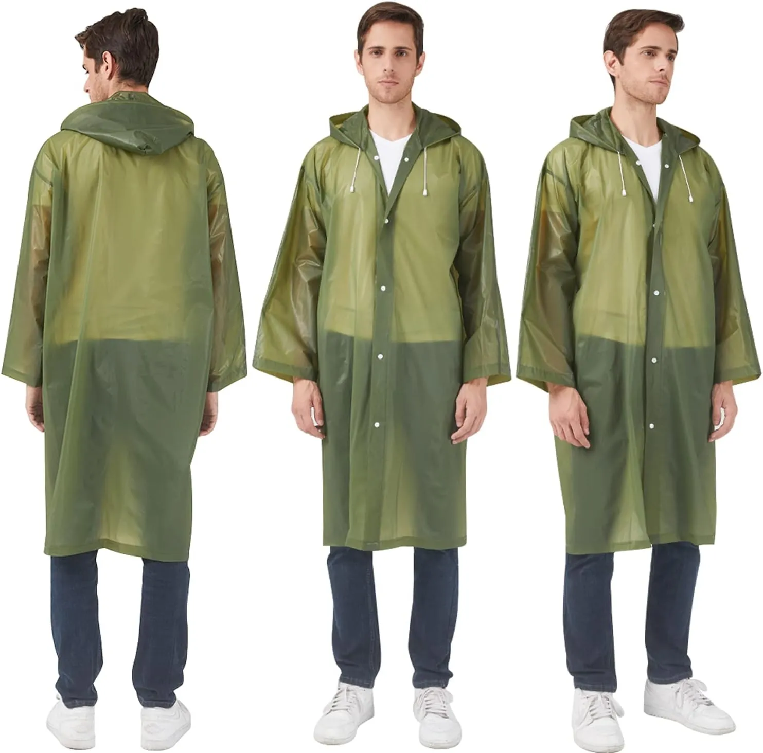 Rain Ponchos Raincoats for Adults Women, Reusable Rain Jacket Coats with Hood for Family Disney Park Travel 2 Pack