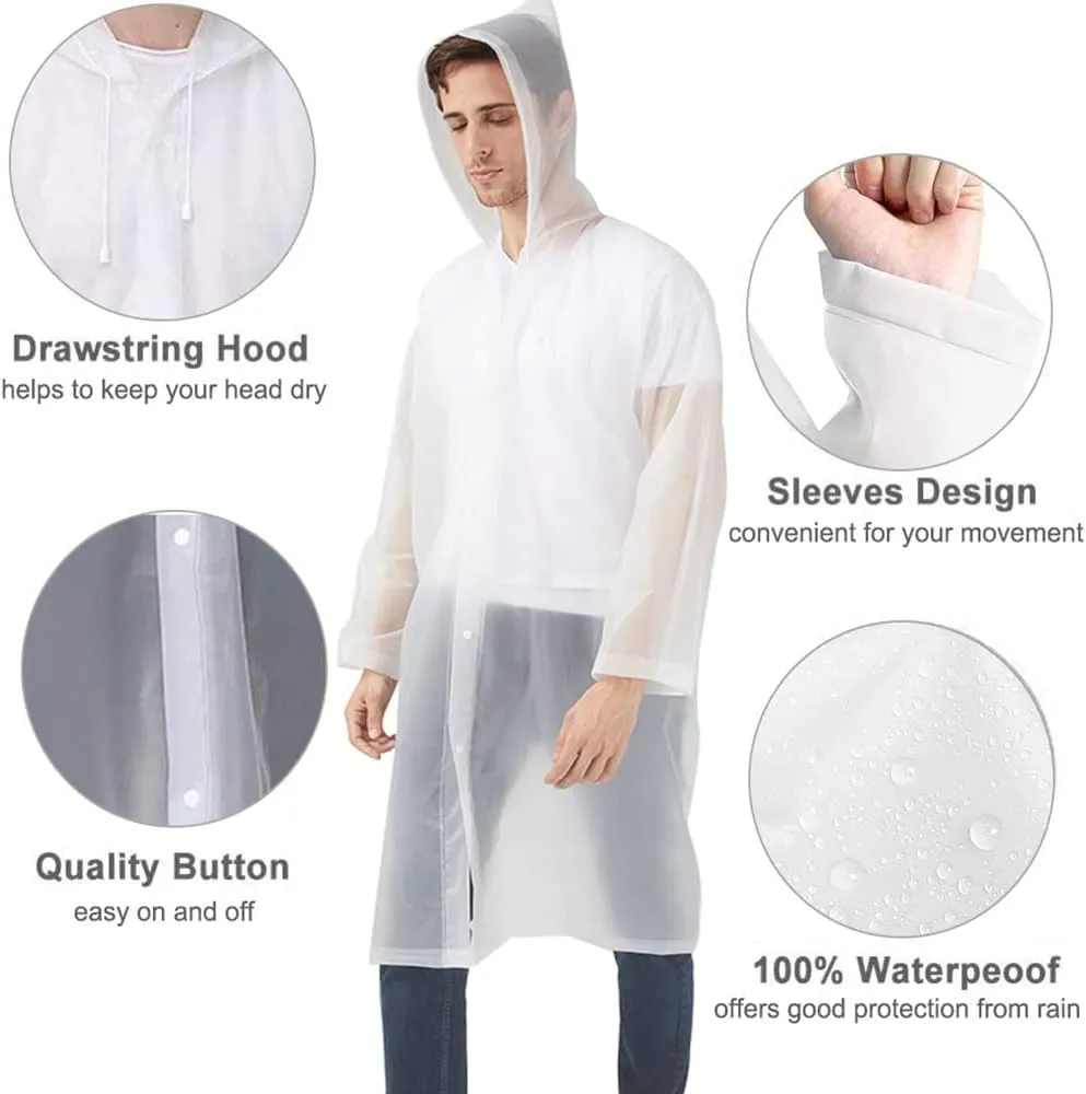 Rain Ponchos Raincoats for Adults Women, Reusable Rain Jacket Coats with Hood for Family Disney Park Travel 2 Pack