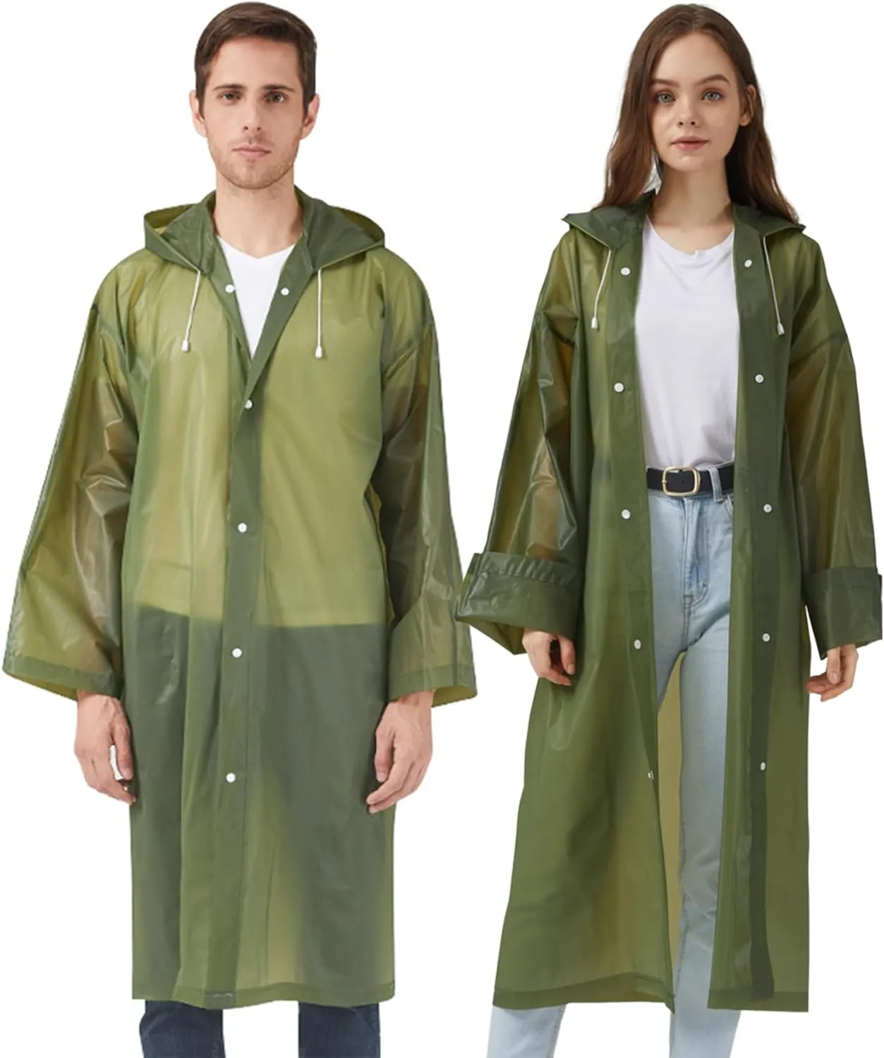 Rain Ponchos Raincoats for Adults Women, Reusable Rain Jacket Coats with Hood for Family Disney Park Travel 2 Pack