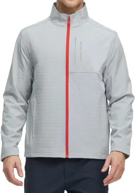 Rouen Mens Golf Raincoat Jacket Zipper Pockets Lightweight Softshell Hooded Water-resistant Spring Fall Outdoor Windbreaker