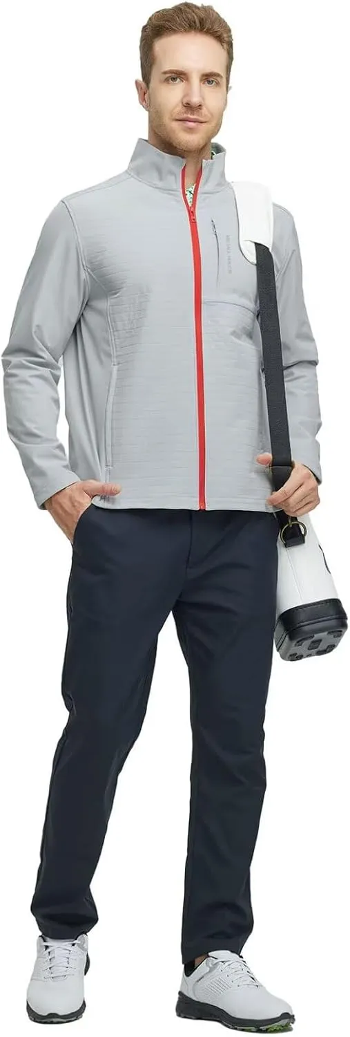 Rouen Mens Golf Raincoat Jacket Zipper Pockets Lightweight Softshell Hooded Water-resistant Spring Fall Outdoor Windbreaker