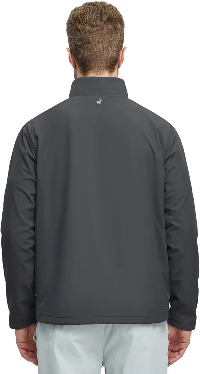 Rouen Mens Golf Raincoat Jacket Zipper Pockets Lightweight Softshell Hooded Water-resistant Spring Fall Outdoor Windbreaker