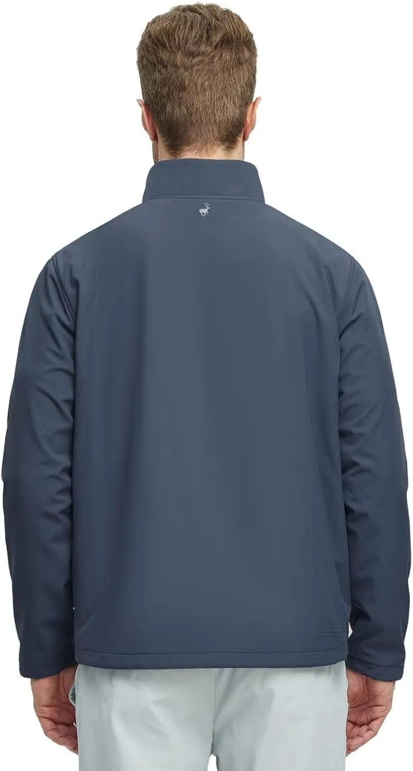 Rouen Mens Golf Raincoat Jacket Zipper Pockets Lightweight Softshell Hooded Water-resistant Spring Fall Outdoor Windbreaker