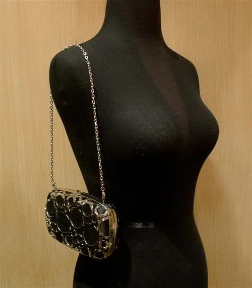 Shana of London Black "Bubble" Clutch Purse
