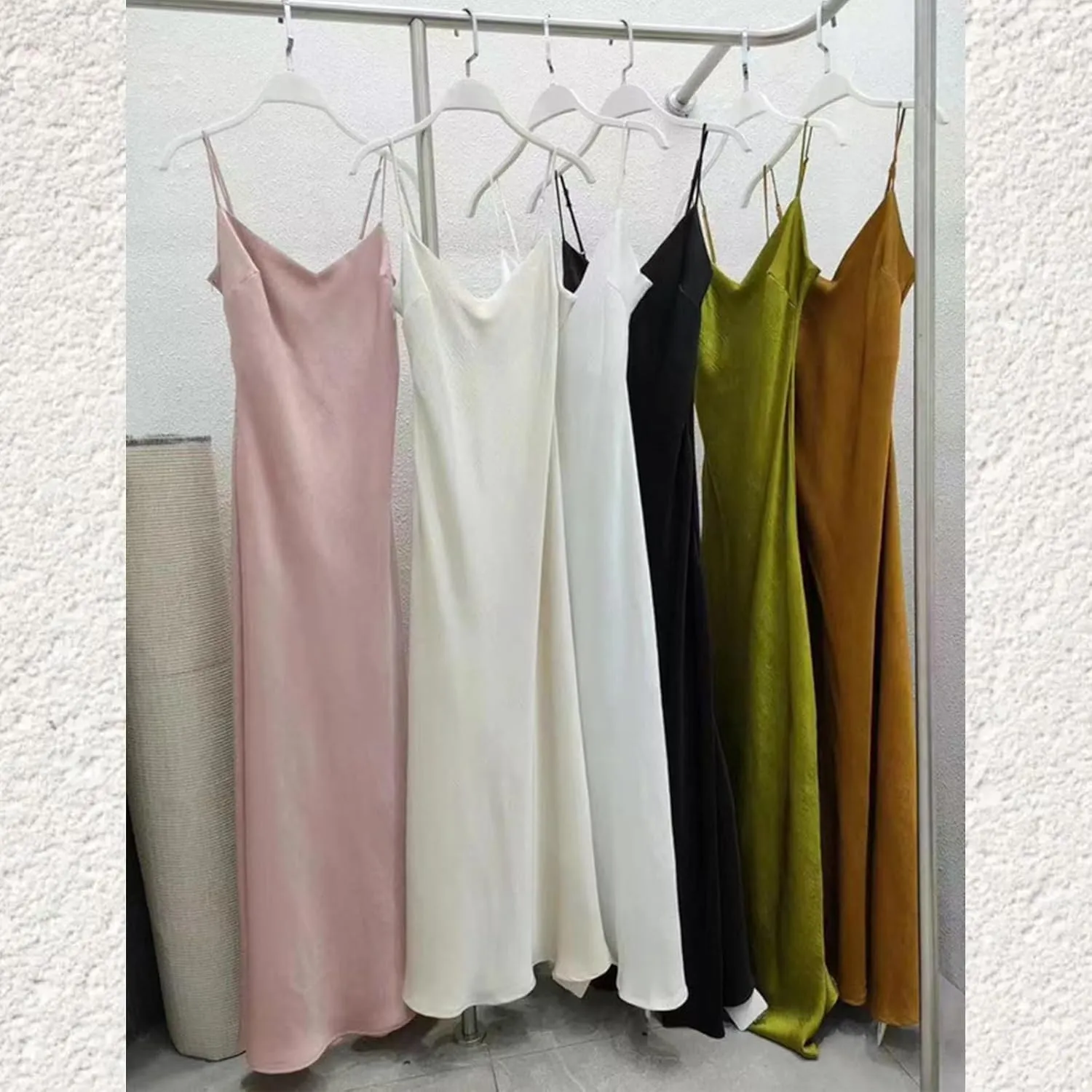 V neck Bias Cut Premium Satin Adjustable Strap Slip Maxi Dress