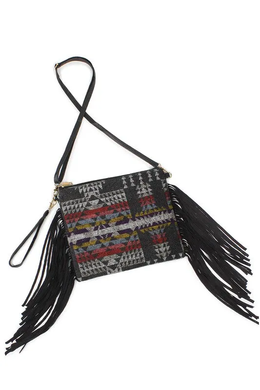 Western Saddle Blanket Tassel Crossbody Bag