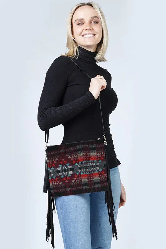 Western Saddle Blanket Tassel Crossbody Bag
