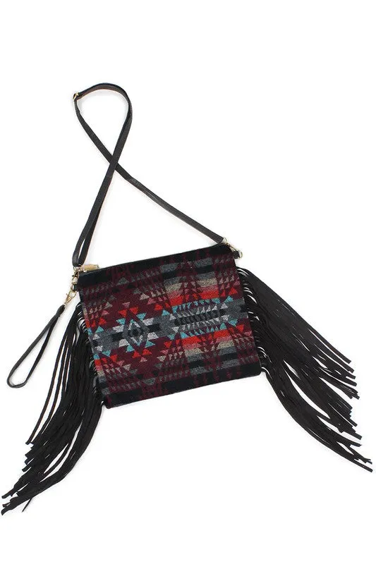 Western Saddle Blanket Tassel Crossbody Bag