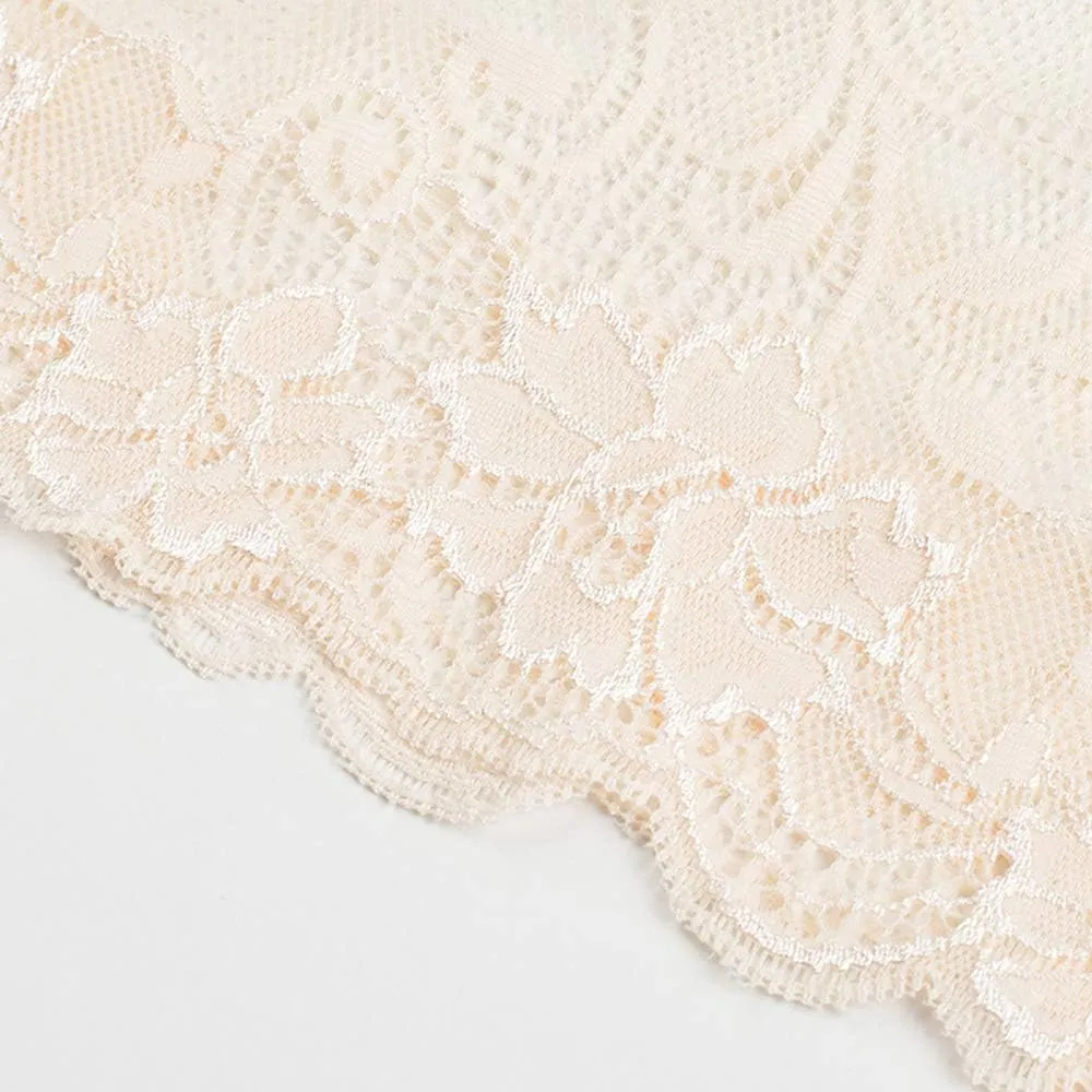Women Pure Silk Smooth Soft Lace Underwear Skirt Home Sleepwear Half-Slip Nightwear