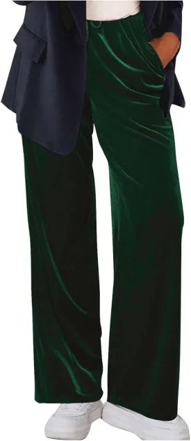 Women Velour Pants Soft Velvet Sweatpants Straight Leg Athletic Joggers Casual Lounge Pajama Pants with Pockets