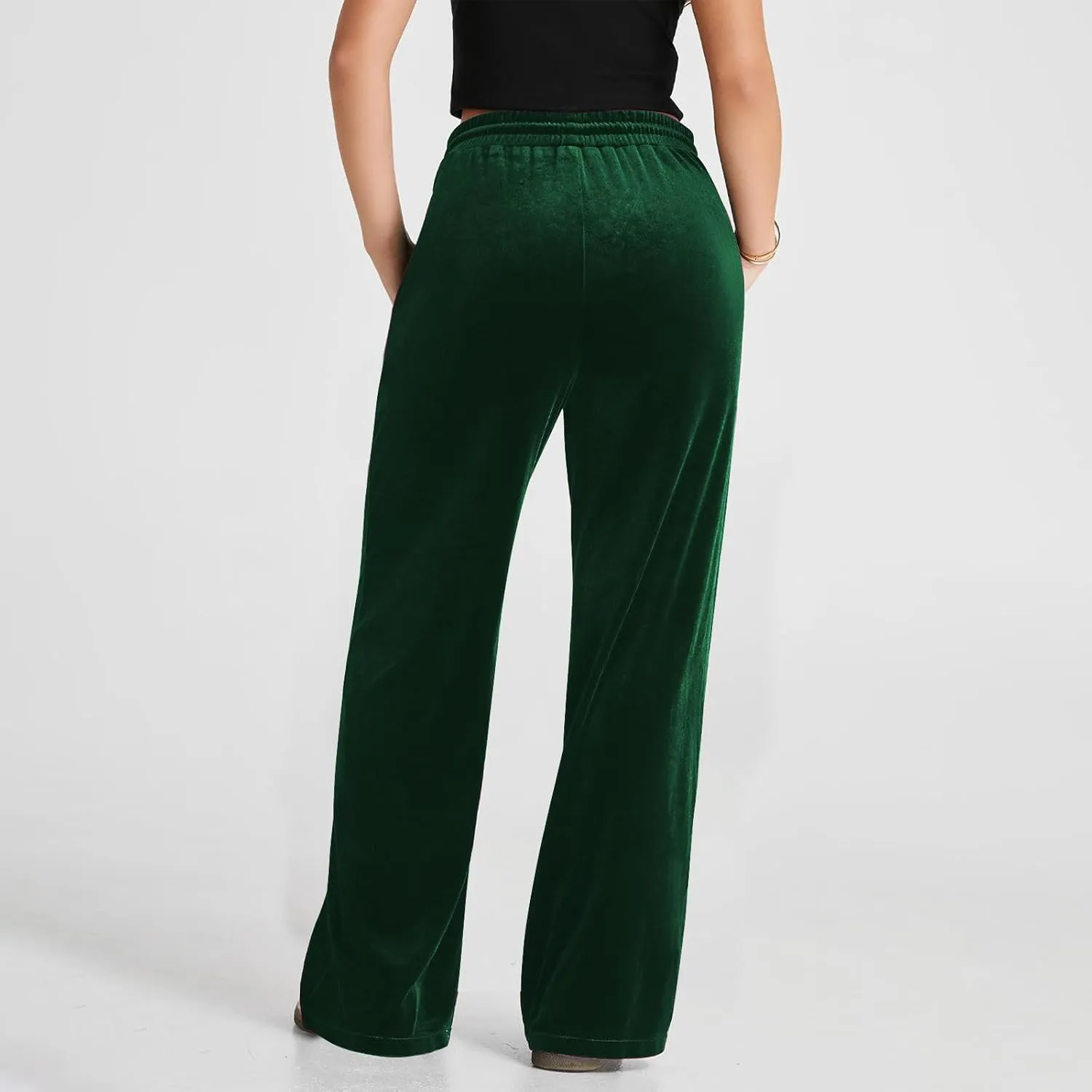 Women Velour Pants Soft Velvet Sweatpants Straight Leg Athletic Joggers Casual Lounge Pajama Pants with Pockets