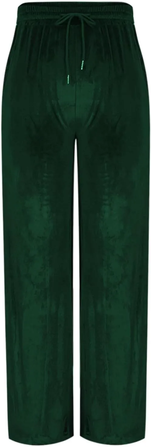 Women Velour Pants Soft Velvet Sweatpants Straight Leg Athletic Joggers Casual Lounge Pajama Pants with Pockets