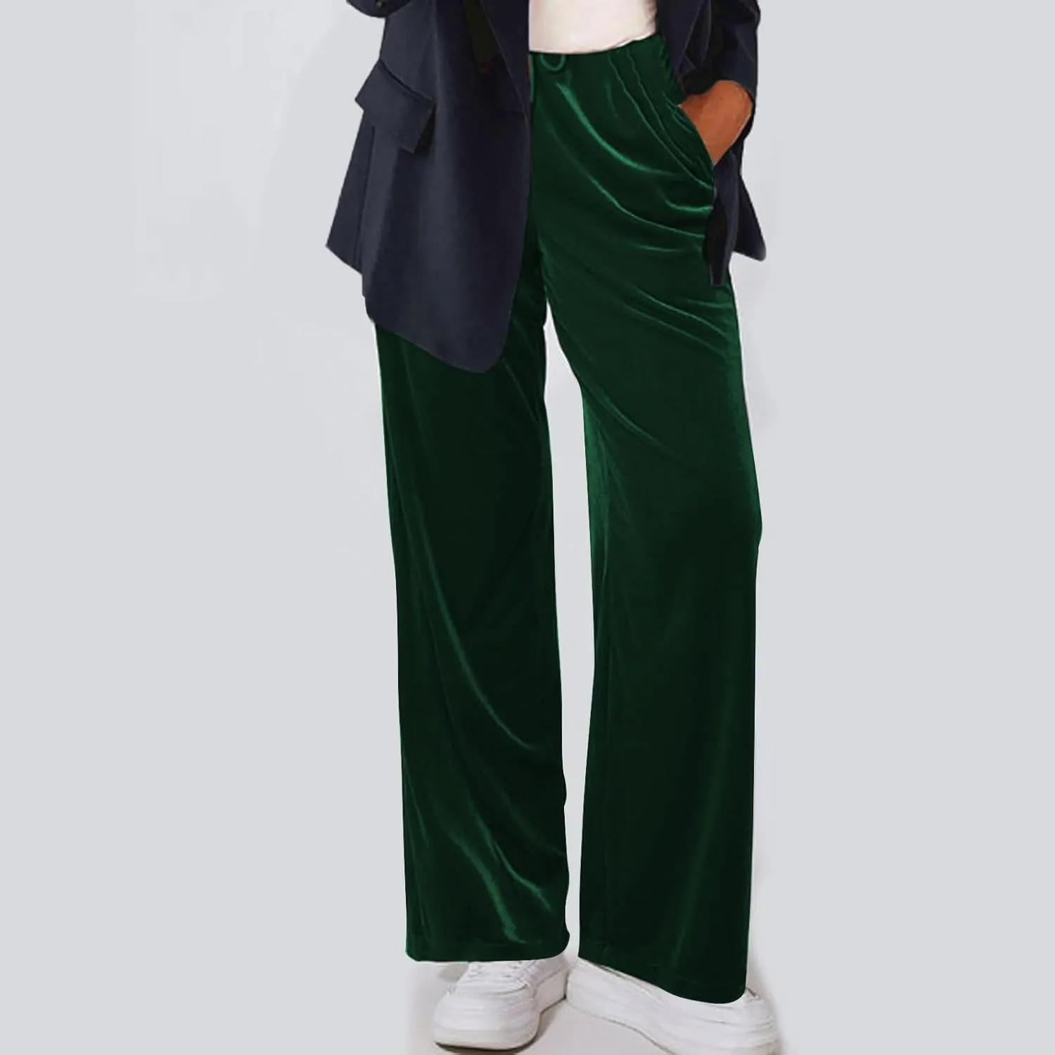 Women Velour Pants Soft Velvet Sweatpants Straight Leg Athletic Joggers Casual Lounge Pajama Pants with Pockets