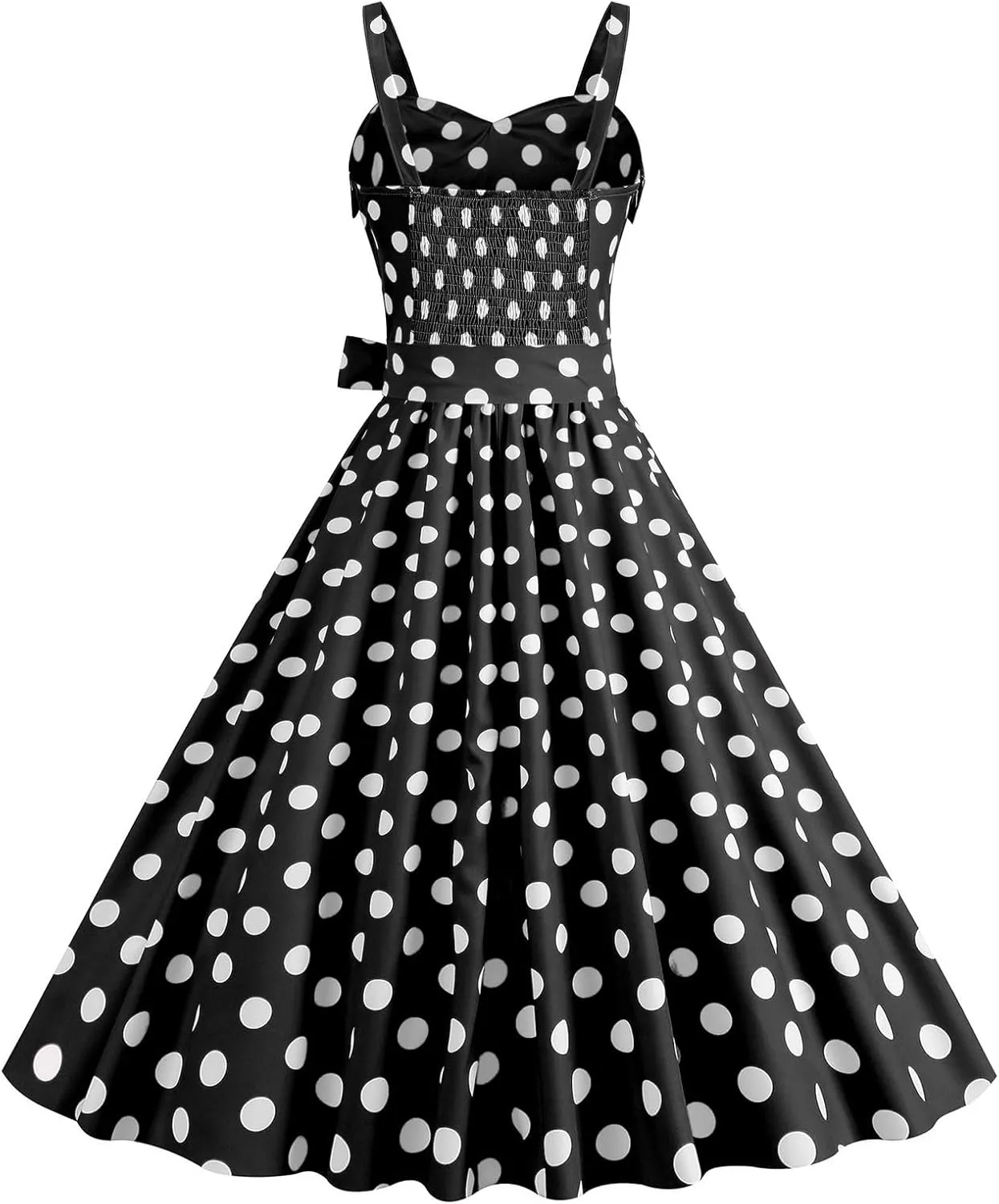 Women Vintage Polka Dot 1950s Rockabilly Halter Hepburn Dress Retro Polka Dot Evening Cocktail Swing Dresses