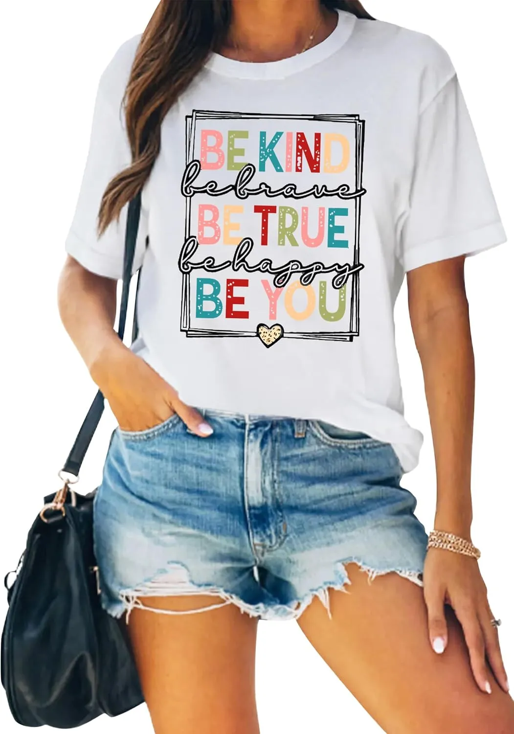 Womens Be Kind Shirts Kindness T-Shirt Be True Be You Be Brave Be Happy Tee Inspirational Gifts Top