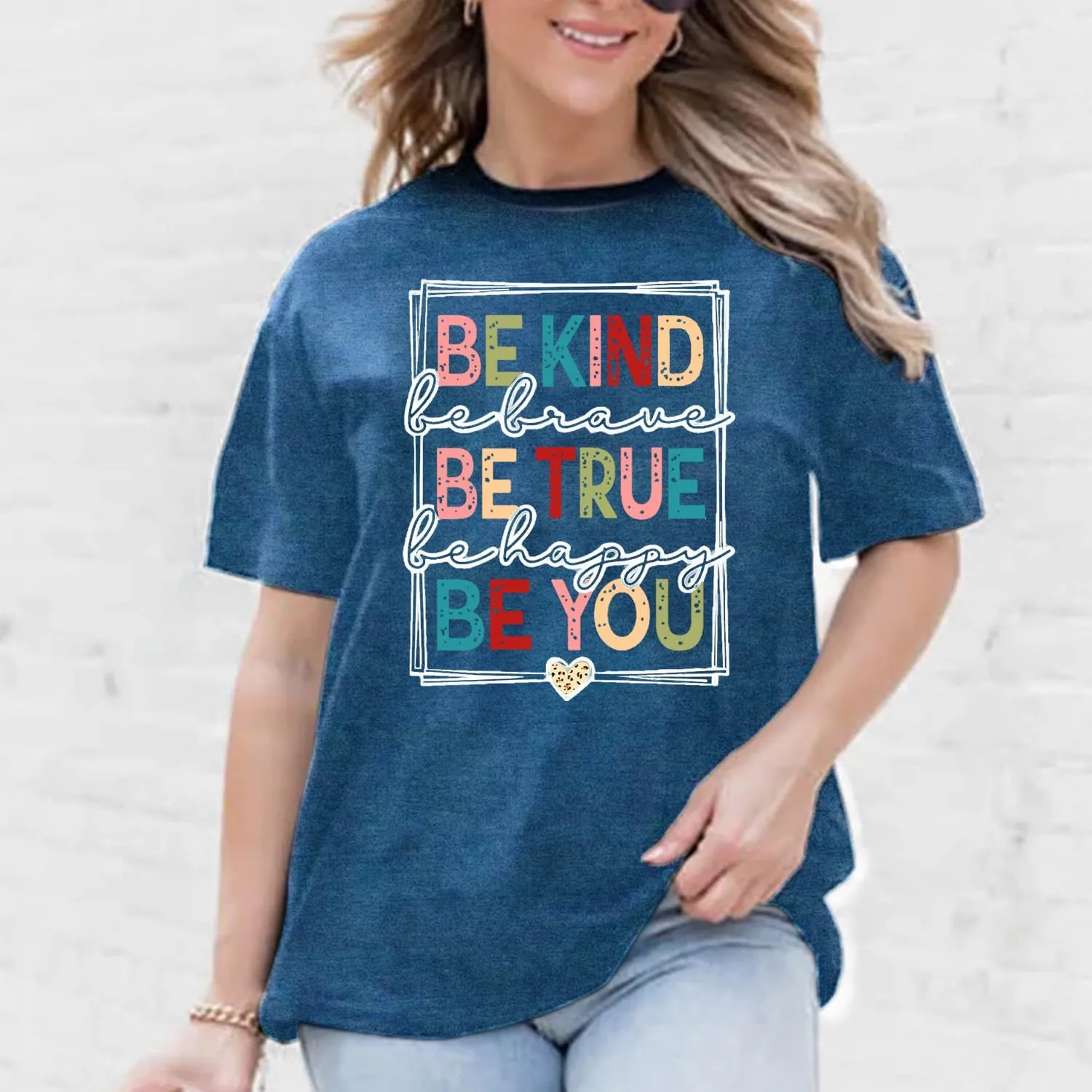 Womens Be Kind Shirts Kindness T-Shirt Be True Be You Be Brave Be Happy Tee Inspirational Gifts Top