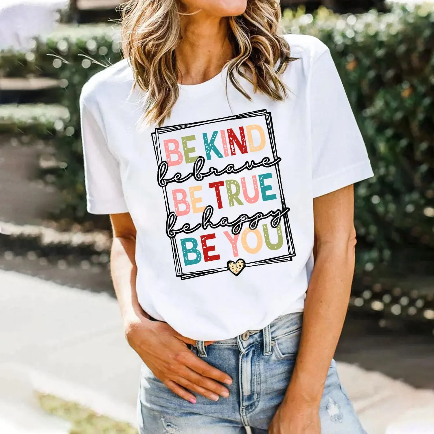 Womens Be Kind Shirts Kindness T-Shirt Be True Be You Be Brave Be Happy Tee Inspirational Gifts Top