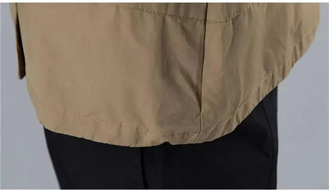 Women's Casual Stand-Up Collar Zipper Jacket, Short Round Neck Lightweight Trench Coat
