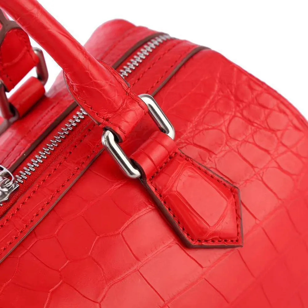 Women's Classic Genuine Crocodile Leather  Speedy Satchel Bags Top Handle  Boston Handbags