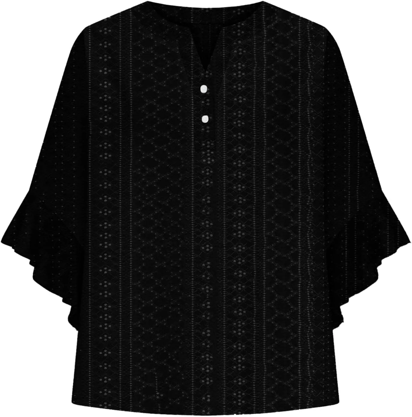 Women's Eyelet Poncho Tops Half Sleeve Tops Trendy Casual Lightweight Flowy Shirt Ruffles Hem Dressy Elegant Blouse