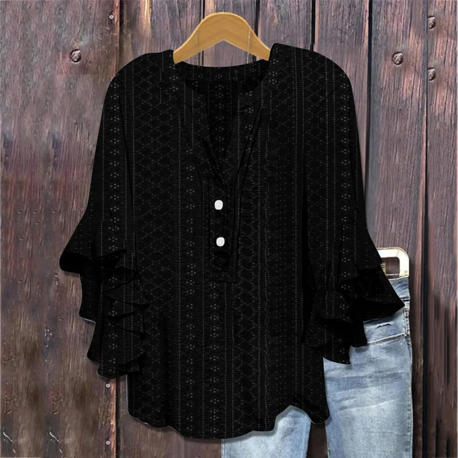 Women's Eyelet Poncho Tops Half Sleeve Tops Trendy Casual Lightweight Flowy Shirt Ruffles Hem Dressy Elegant Blouse