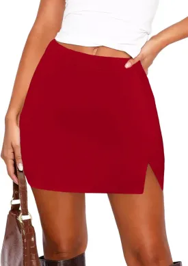 Women's Side Slit High Waisted Mini Skirt Stretchy Bodycon Skort 2025 Summer Y2K Club Skirts with Underneath
