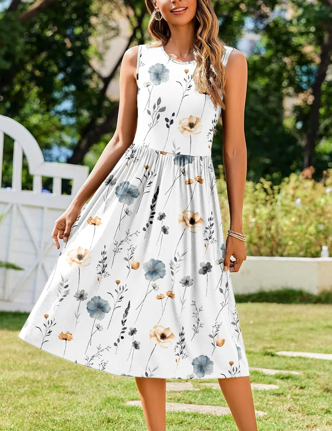 Zeagoo Women's Summer Tank Midi Dress with Pockets Floral Sleeveless A-Line Casual Loose T-Shirt Dresses Beach Sundress 2025