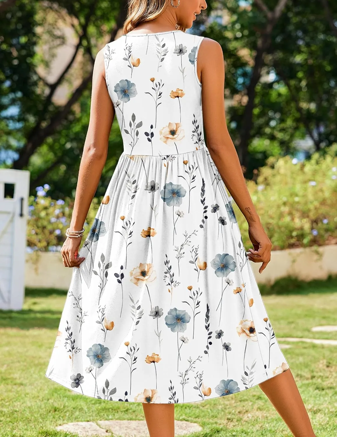 Zeagoo Women's Summer Tank Midi Dress with Pockets Floral Sleeveless A-Line Casual Loose T-Shirt Dresses Beach Sundress 2025